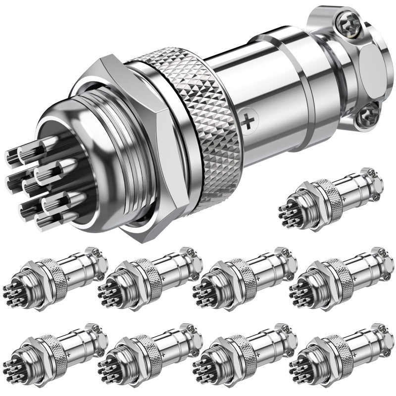 DIYhz GX16 8 Pins Panel Metal Mount Circular Metal Aviation Connector Adapter Socket Male Female Plug (10 Pcs) - Image 1